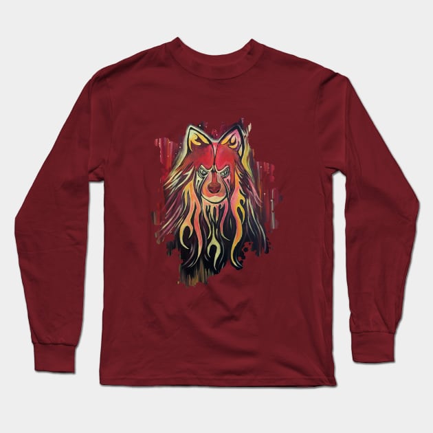 Fire Wolf Long Sleeve T-Shirt by adamzworld